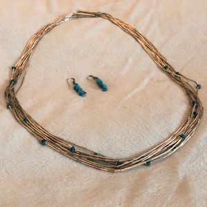 Silver and Turquoise Necklace and Earrings